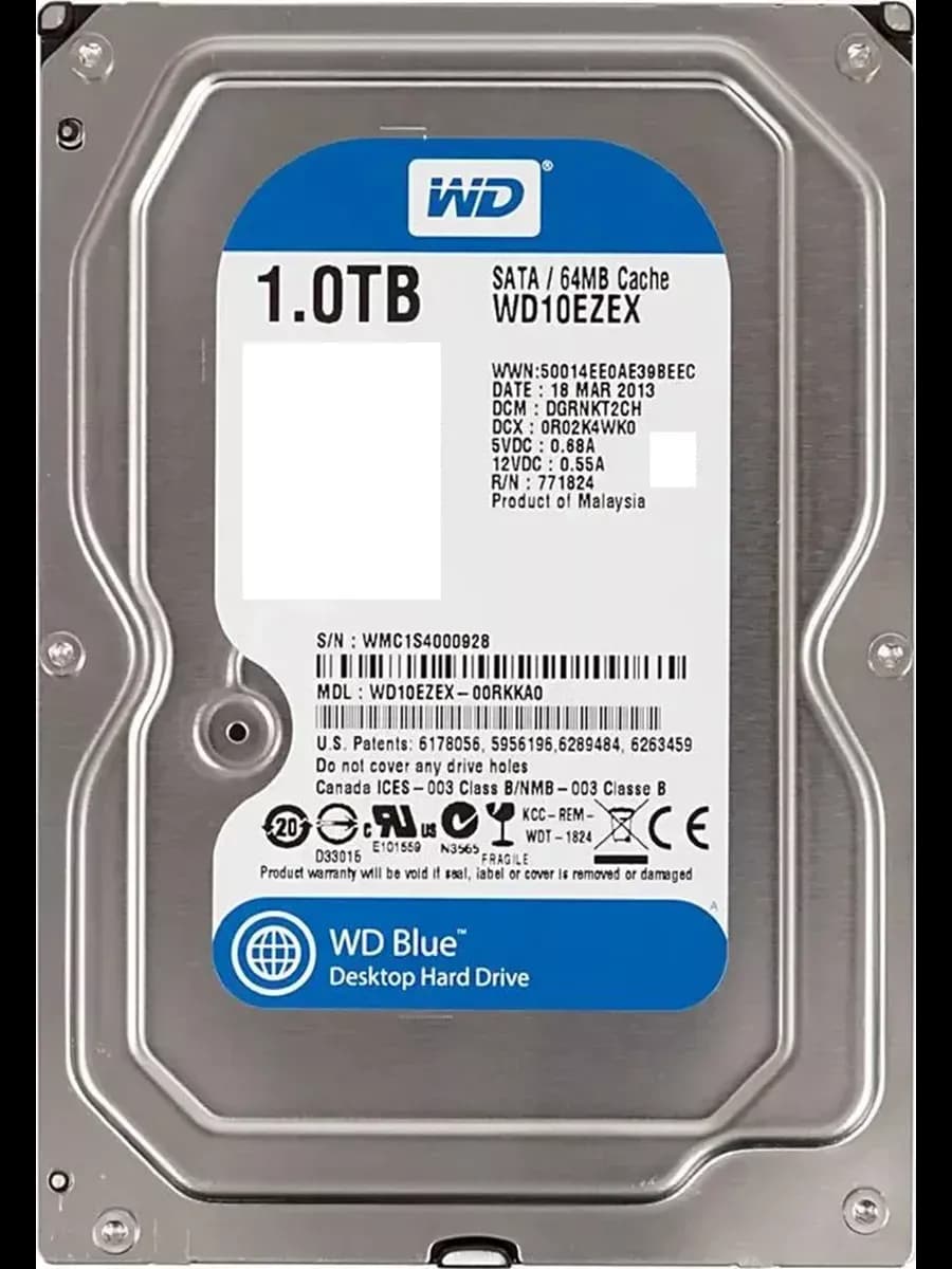 Жесткий диск 1 ТБ для ПК Blue WD10EZEX